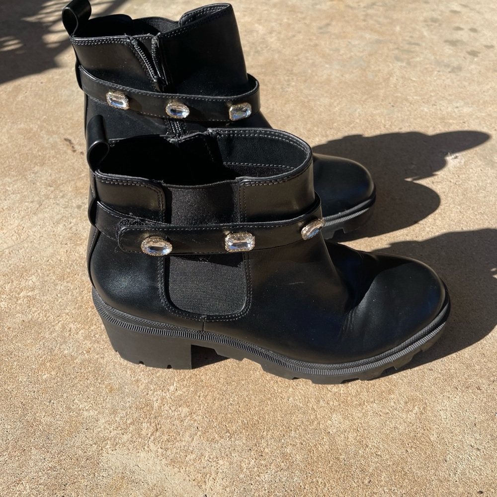Sophia Taylor Chelsea Moto Boots With Bling Women's 9.5 Goth‎ Whimsigoth Biker